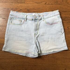 Judy Blue Rainbow Thread Mid-Rise Denim Shorts Size XL